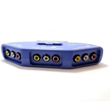 3 Port AV Composite Video & Audio RCA Phono Selector Switch BLUE
