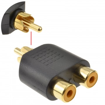 Phono RCA Splitter/Joiner Adapter Twin RCA Sockets to RCA Phono Plug GOLD