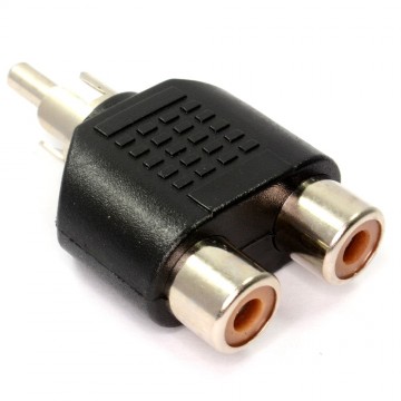 Phono RCA Splitter/Joiner Adapter Twin Sockets to Phono Plug Nickel