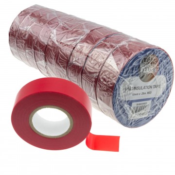 PVC Electrical Wire Insulation/Insulating Tape 19mm x 20m Red [10 Pack]