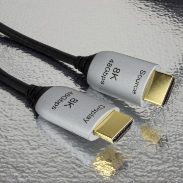 Cable HDMI V2.1 AOC (Active Optical Cable) Fibra Optica Ultra Alta  Velocidad UHS 8K@60Hz 4K@120Hz 4:4:4 48Gbps, A/M-A/M, Negro, 100 Metros -  AISENS®