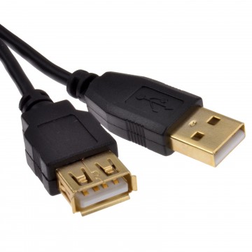 GOLD USB 2.0 EXTENSION Lead 24AWG High Speed Cable A Plug to Socket 3m