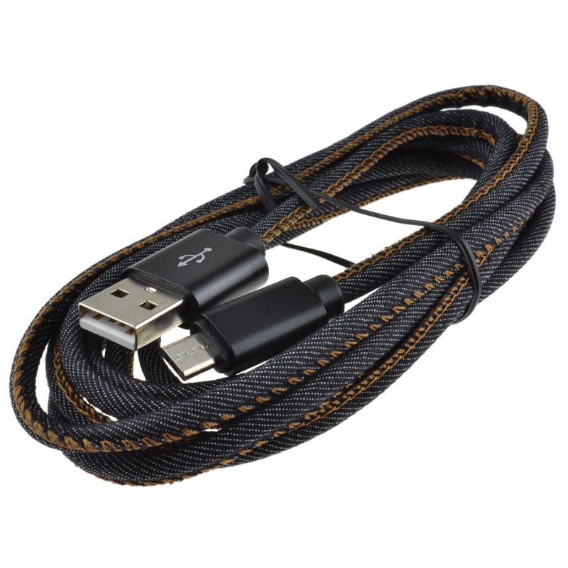 Denim USB 2.0 FAST CHARGE MICRO B Cable Android Phone 22AWG 2m