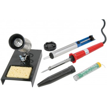 4 Piece Soldering Tool Kit 230V Iron/Desoldering Pump/Stand/Solder