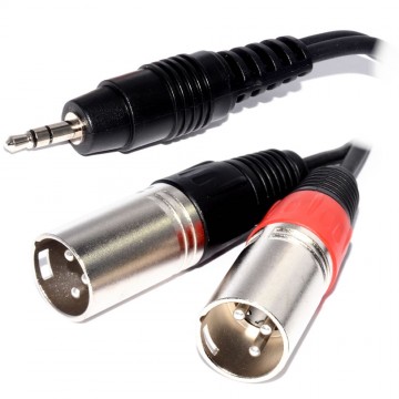 Pulse 3.5mm Jack Plug to 2 x XLR Plugs For PC to Mixer 3m