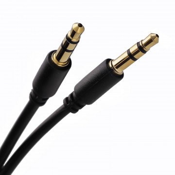 Slimline PRO 3.5mm Jack to Jack Stereo Audio Cable Lead GOLD  0.3m Black