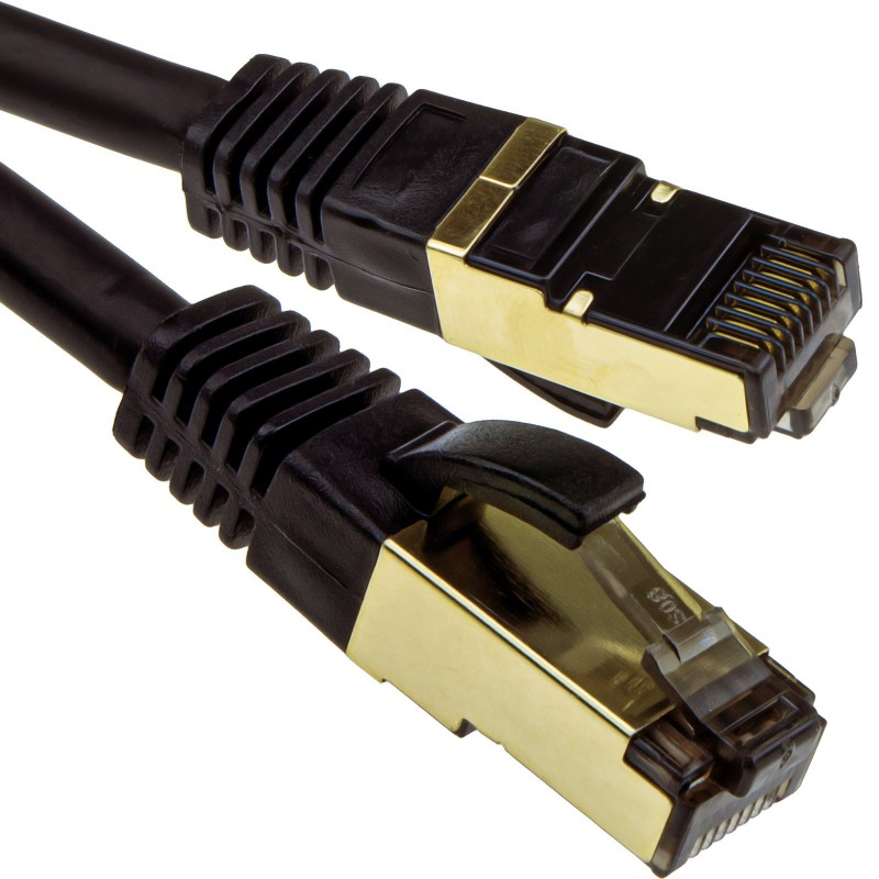 CAT8.1 Ethernet Cable RJ45 SFTP Shielded 2000MHz High Speed 40Gbps  1m Black