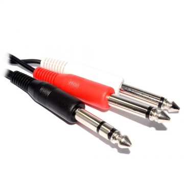 6.35mm Stereo Jack Plug to Twin 6.35mm Mono Plugs Splitter Cable 0.5m