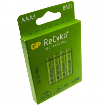 GP ReCyko AAA 850mA 1.2V RECHARGEABLE High Powered Long Lasting Batteries 4 Pack