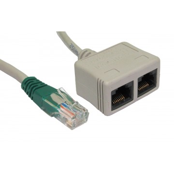 Cable Economiser Plug Twin Sockets (1x Data + 1 x Voice) RJ45 CAT5E