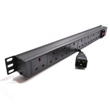 Power Distribution Unit C20 to  8 Way UK Mains Socket 19 inch Horizontal PDU 16A