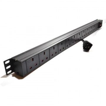 Power Distribution Unit C20 to 12 Way UK Mains Socket 19 inch Horizontal PDU 16A
