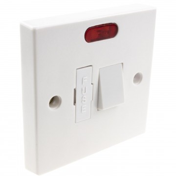 Electrical Domestic UK 13A Fused Spur with Switch and LED in White