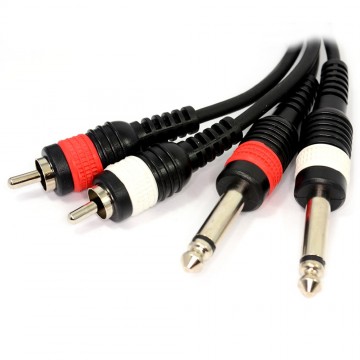 PULSE 2 x 6.35mm MONO Plugs to Phono Plugs OFC Cable 3m