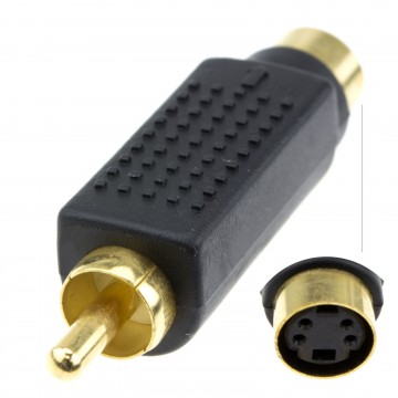 SVHS 4 pin S-Video To Composite RCA Phono Converter Adapter GOLD