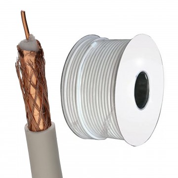 100U Foam Filled Digital Satellite TV Cable OFC Copper Core CCA Braid 100m White