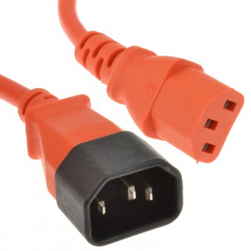 Power Extension Cable IEC Male to Female UPS C14 to C13 0.5m Orange