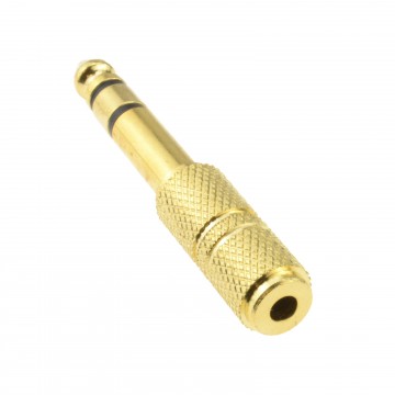 3.5mm Stereo Socket to 6.35mm Stereo Plug GOLD METAL Adapter