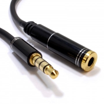 PRO 4 Pole TRRS METAL 3.5mm Jack Headphone/Headset Extension Cable 1m