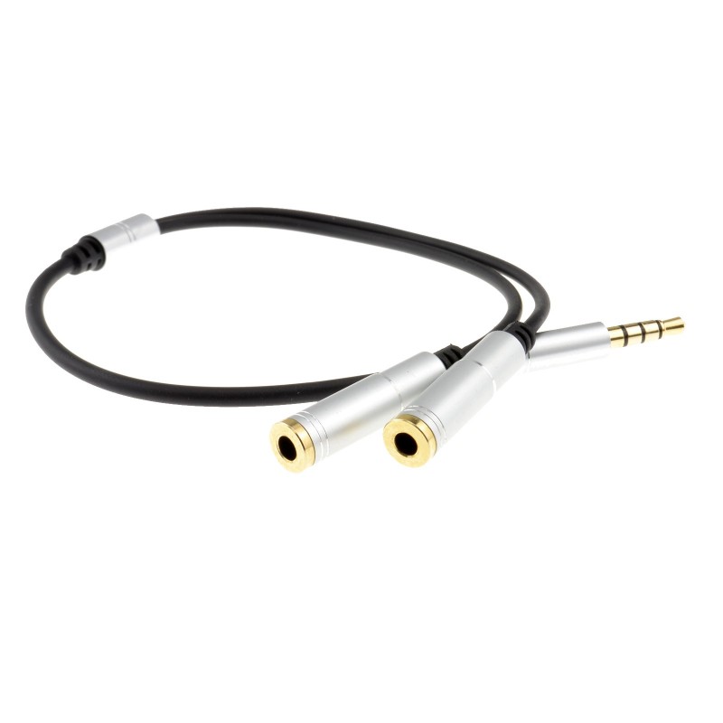 3.5mm Aux Splitter, 4-Pole Male to Dual Female AUX Audio Jack