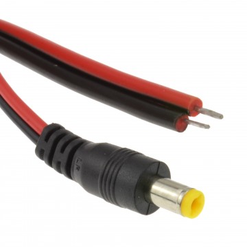 DC Pigtail Power Plug 5.5 x 2.1mm To Bare Ends For CCTV Cable 0.3m