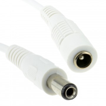 5.5 x 2.1mm DC Power Plug to Socket CCTV Extension Cable 10m WHITE