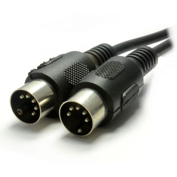 MIDI 5 Pin DIN Plug to 5 Pin DIN Plug Cable 0.5m Black