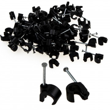 Cable Clip Hook Style  5mm to 7mm Round for Fastenings Cables Black [100 Pack]