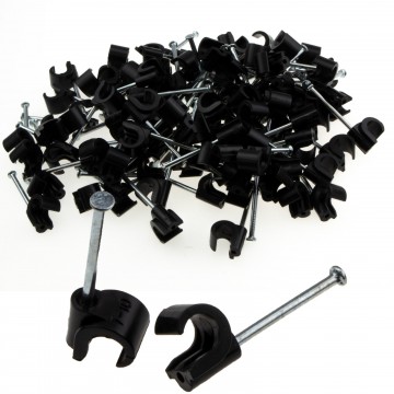 Cable Clip Hook Style  7mm to 10mm Round for Fastenings Cables Black [100 Pack]