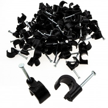 Cable Clip Hook Style  8mm to 12mm Round for Fastenings Cables Black [100 Pack]