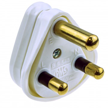 3 ROUND PIN Power Plug for Industrial 15A Sockets Unfused BS546 White