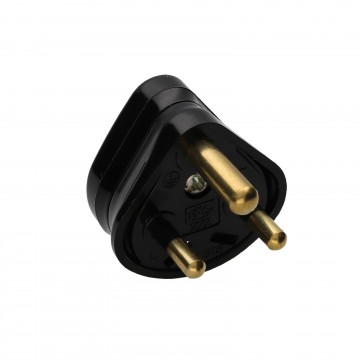 2 Amp 3 Pin MINI Round Pin Industrial Unfused Small Mains Plug Black