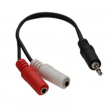 3.5mm Stereo Jack Plug to Twin 3.5mm Mono Sockets Audio Cable 15cm