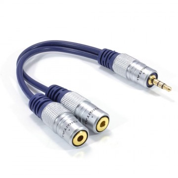 Pro Audio Metal 3.5mm Jack Stereo Headphone Splitter Cable Gold 15cm