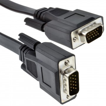 Flat 15 Pin VGA Cable for PC Laptop to Monitor or TV Male to Male  1m