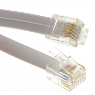 FLAT RJ12 6P6C to RJ12 6P6C Cable Plug to Plug (RJ11 with 6 wire) 0.3m