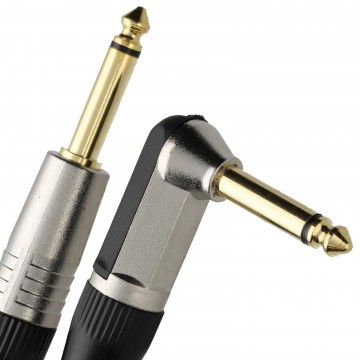 GOLD Right Angle MONO Jack 6.35mm Guitar/Amp LOW NOISE Cable Lead  2m