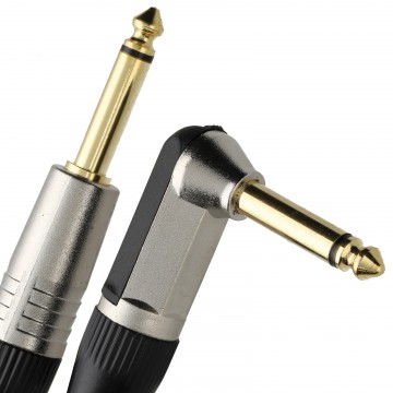 GOLD Right Angle MONO Jack 6.35mm Guitar/Amp LOW NOISE Cable Lead  5m