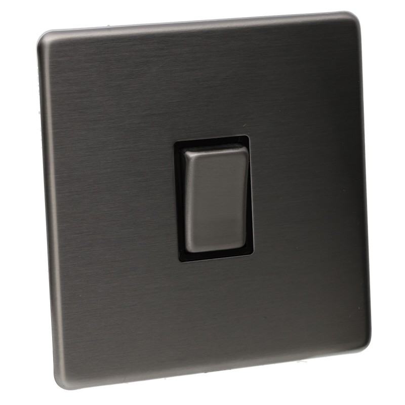 1 Gang 2 Way 10A Light Switch Screwless Plate with Brushed Chrome Finish