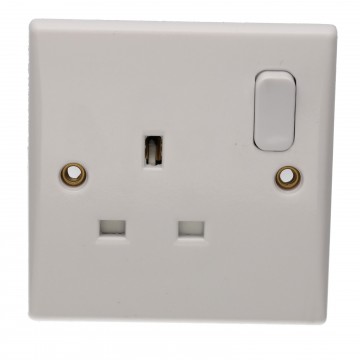 1 Gang 13A Switched UK Mains Power Rounded Faceplate White