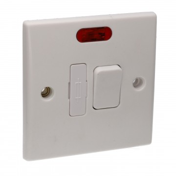 Switched Fused Spur Double Pole 13A Rounded Faceplate White