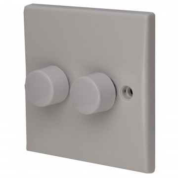 2 Gang 1 Way LED Dimmer LED Light Switch Rounded Faceplate White