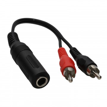 6.35mm Jack Socket to Twin RCA Phono Plugs Adapter Cable 10cm