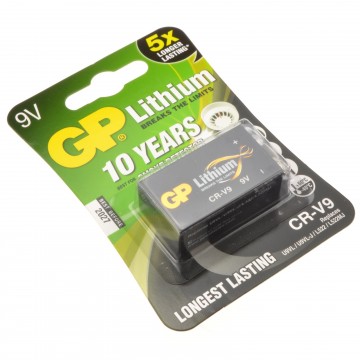 GP Lithium 9V PP3 (5 Times Longer Lasting) CR-V9/U9VL/L522 Square Battery