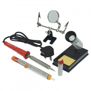 Soldering Iron Kit 30W Magnifying Glass & Helping Hands Clips Iron/Wire/Stand