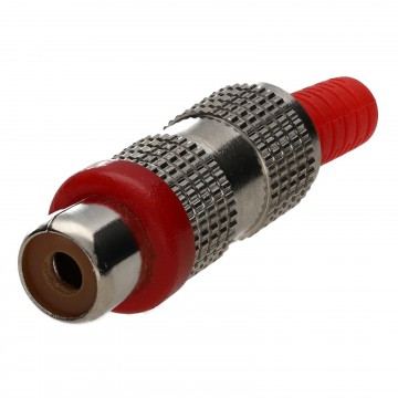 Phono RCA Inline Female Socket Audio Cable Solder Terminal Metal Housing Red