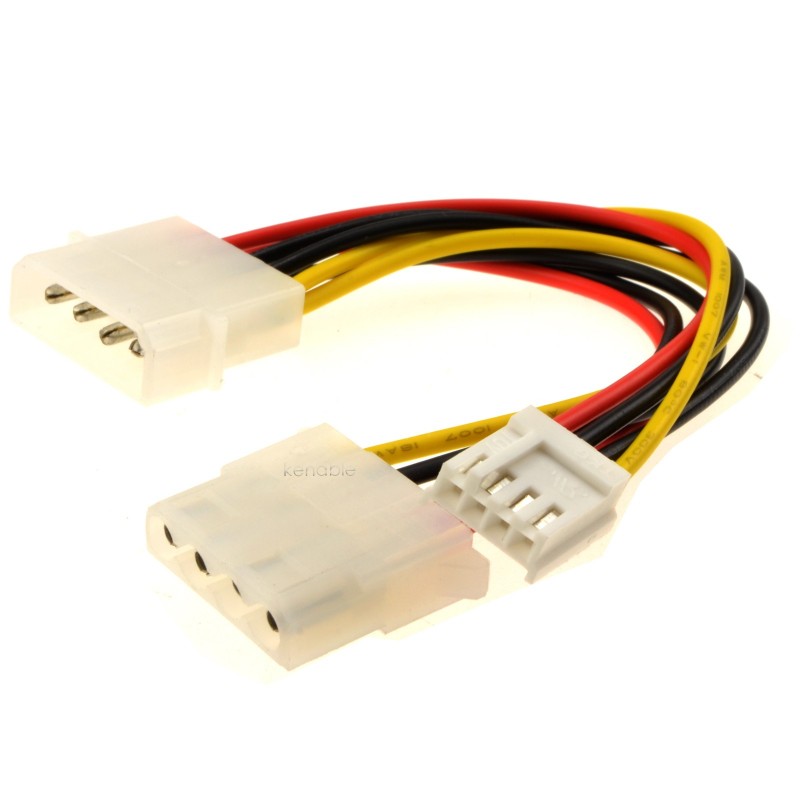 Power Splitter Cable 4 pin LP4 Molex to Molex & 4 pin (Floppy) Plug