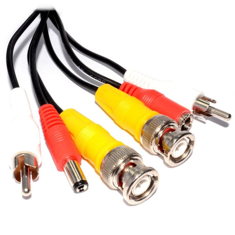 CCTV Lead BNC Video RCA Phono Audio and 2.1mm DC Power Cable 10m