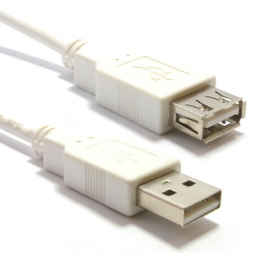 USB 2.0 High Speed Cable EXTENSION Lead A Plug to Socket WHITE 3m