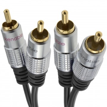 Pro Audio Metal 2 x RCA Phono Plugs to Twin Plugs Cable Lead Gold 3m